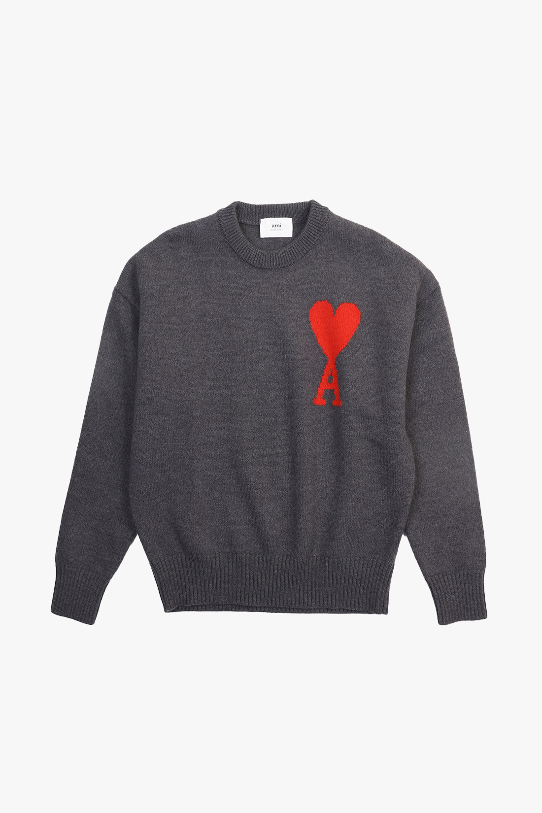 Pull col rond ami de coeur Grey/red