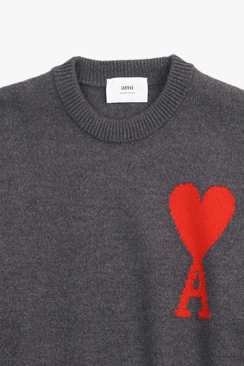 Pull col rond ami de coeur Grey/red