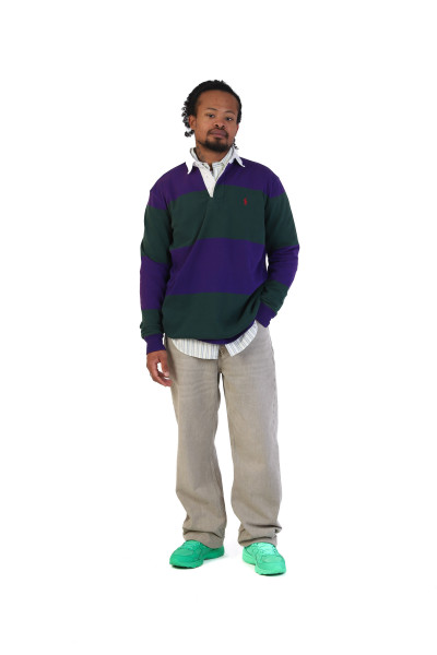 The iconic rugby shirt Moss agate/purple