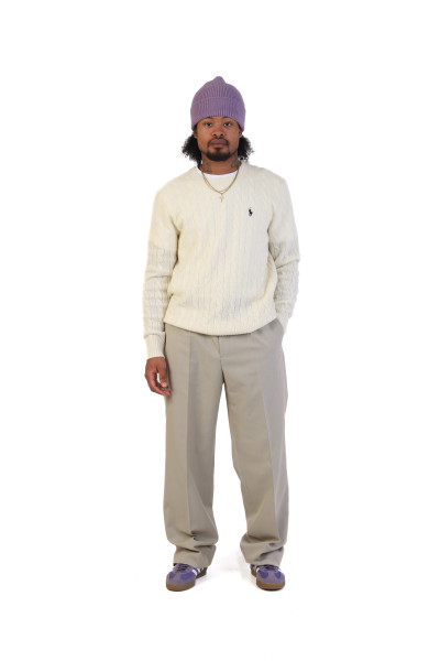 Cable-knit wool-cashmere Andover cream