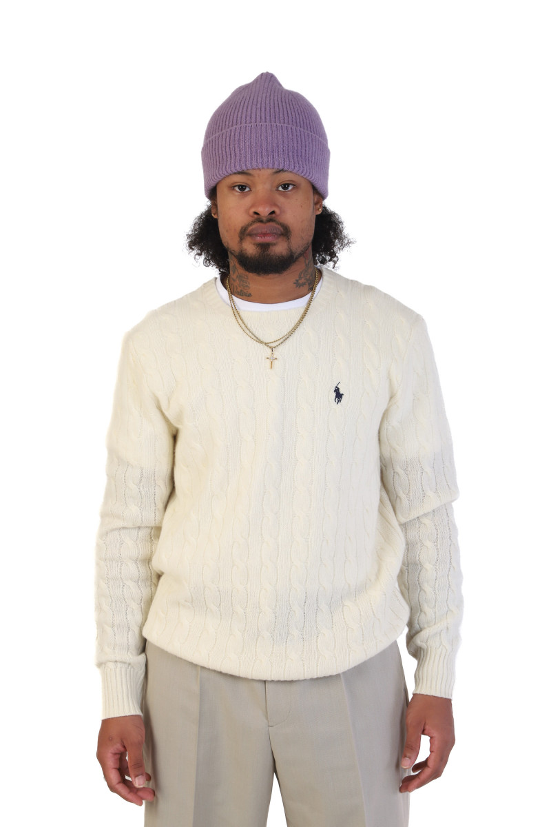 Cable-knit wool-cashmere Andover cream