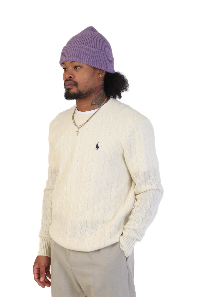 Cable-knit wool-cashmere Andover cream