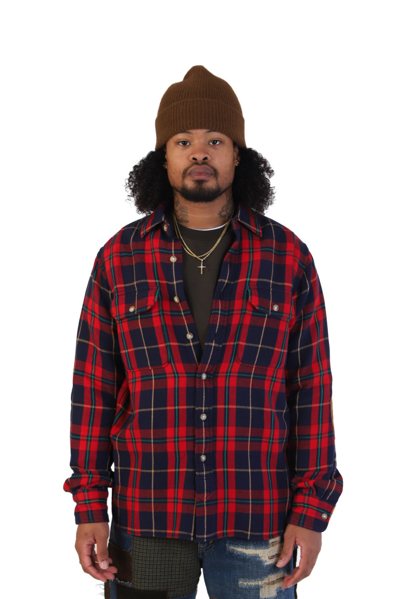 Classic fit plaid workshirt Red/navy multi