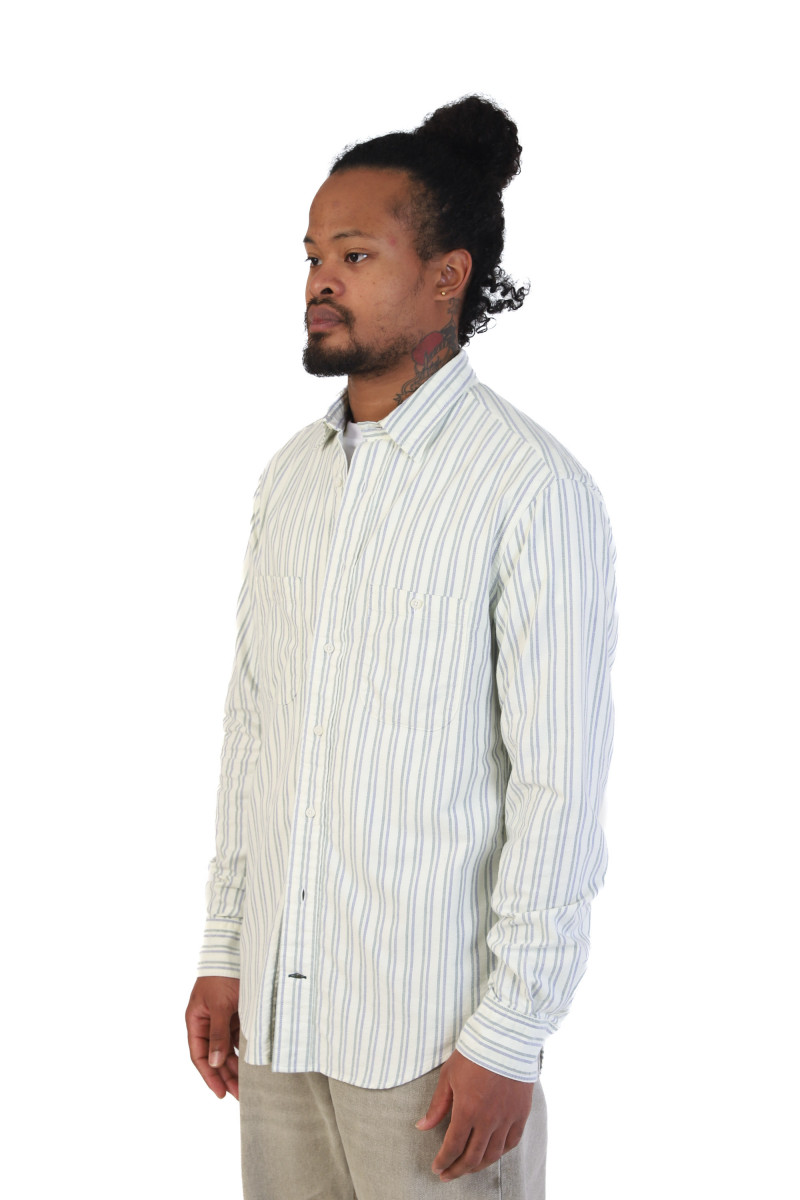 Brushed split stripe oxford Navy