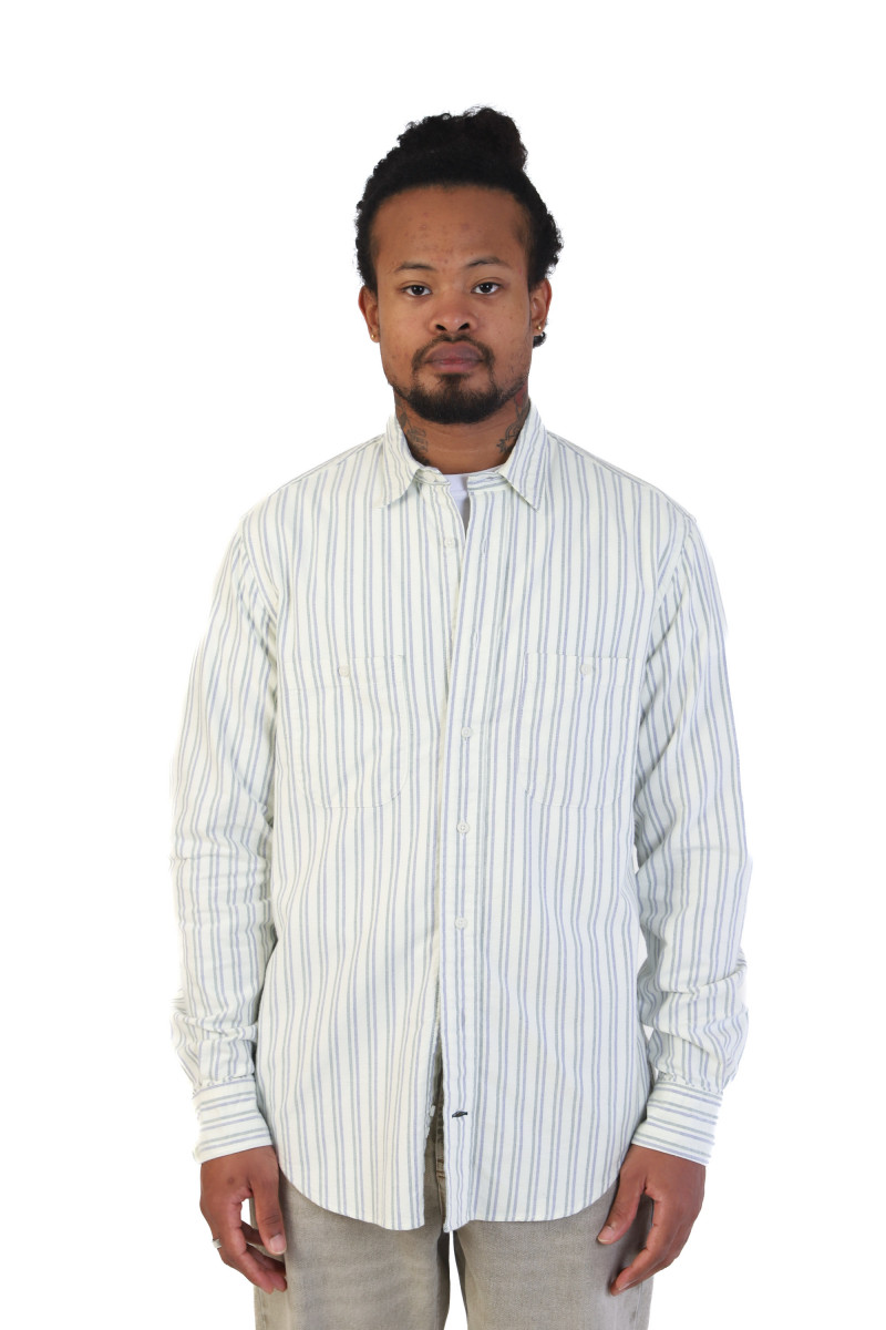 Brushed split stripe oxford Navy