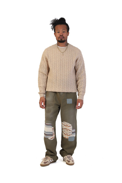 Cable crewneck wool Beige