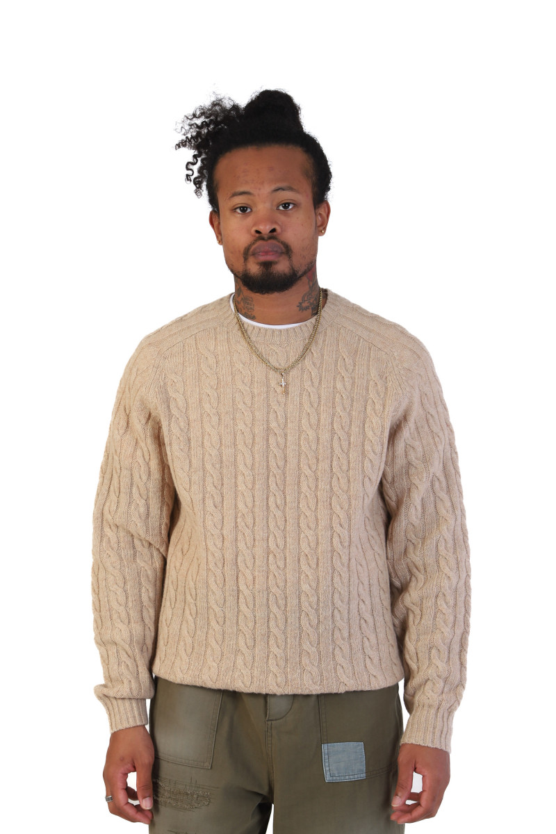 Cable crewneck wool Beige