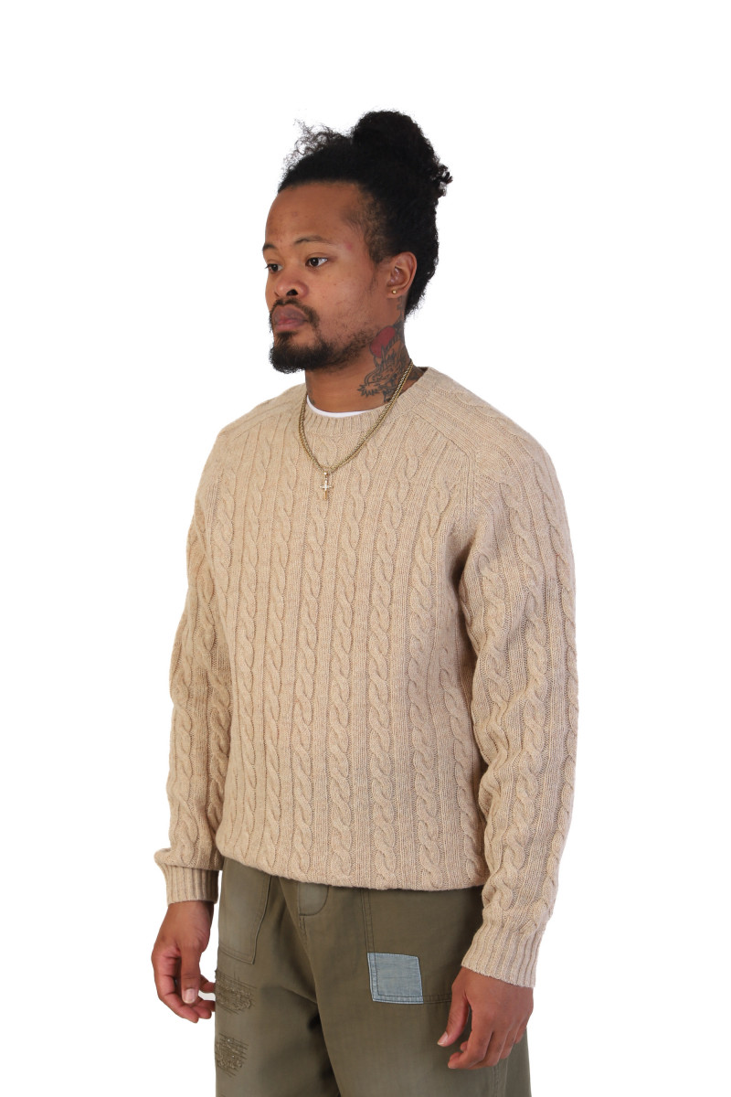 Cable crewneck wool Beige