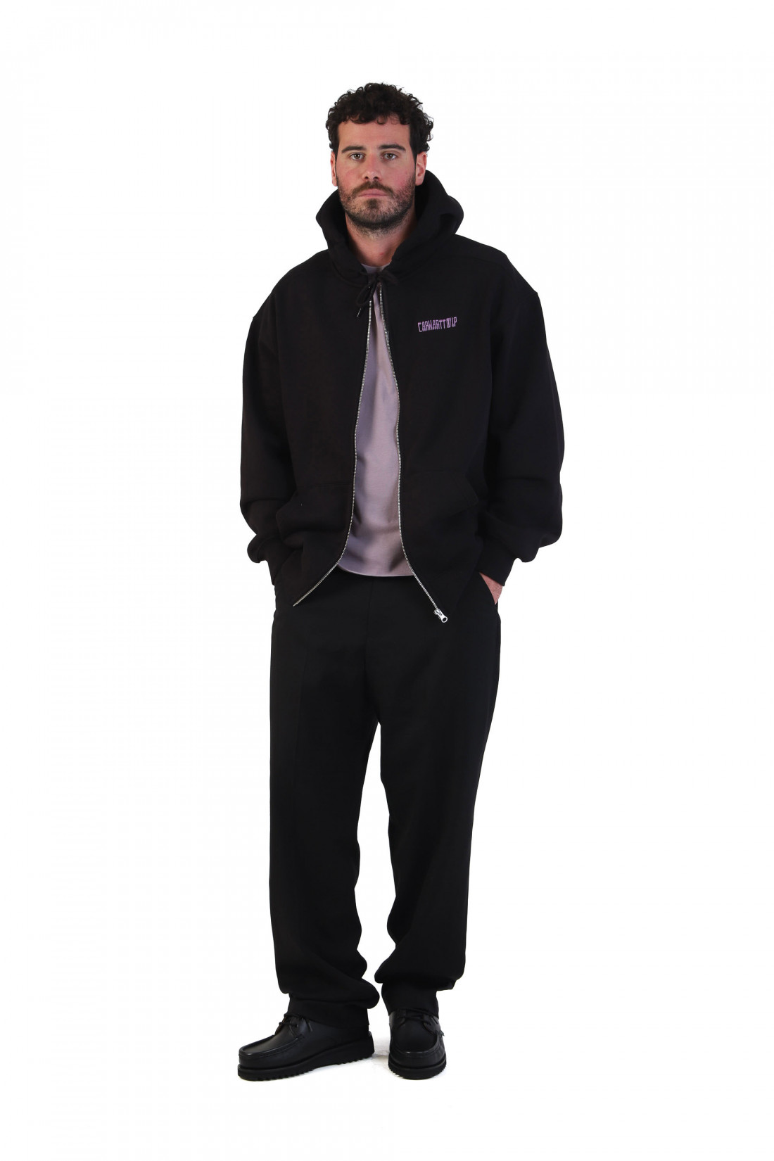 Hooded think tank sweat jacket Black/purple