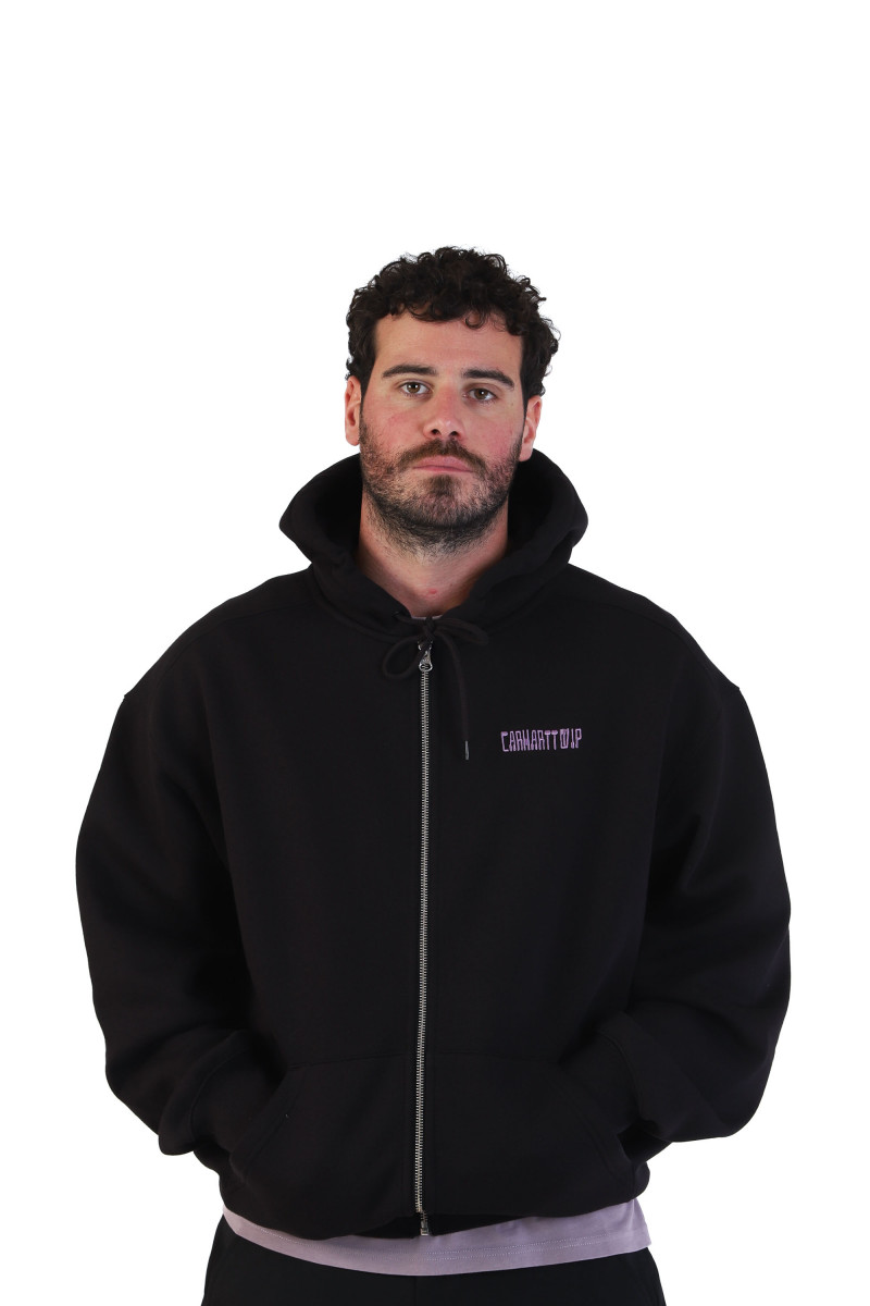 Hooded think tank sweat jacket Black/purple