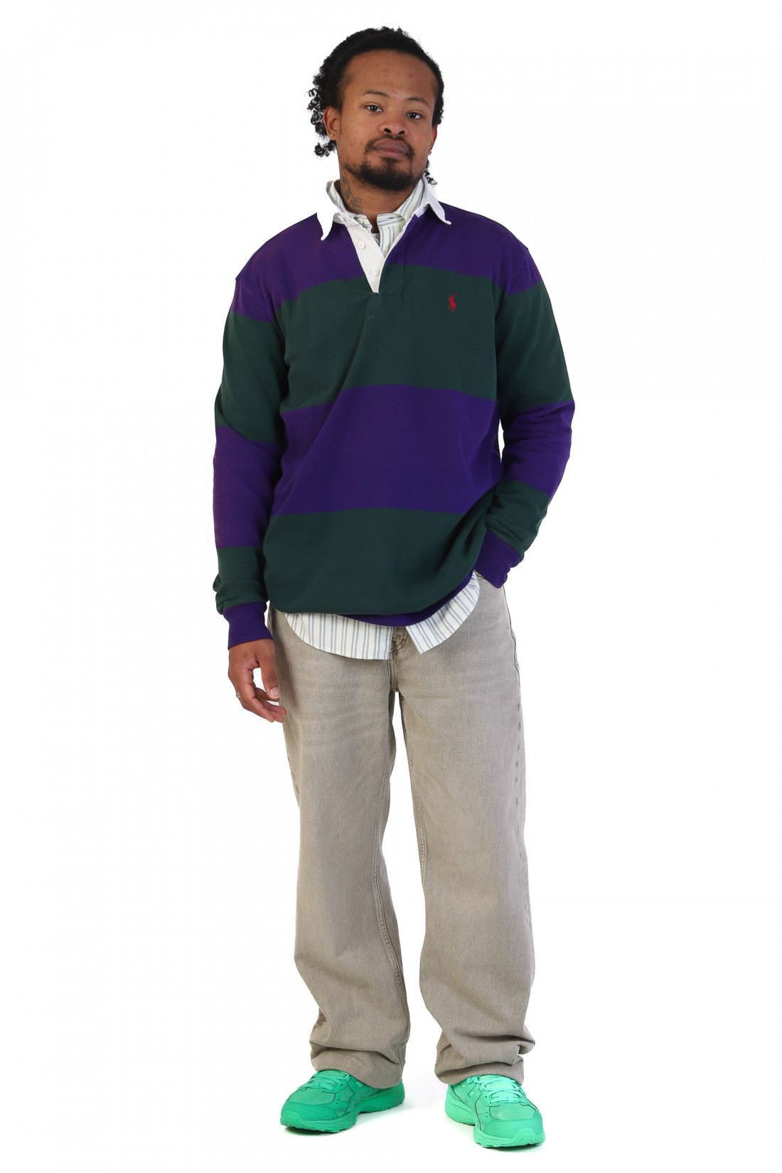 The iconic rugby shirt Moss agate/purple