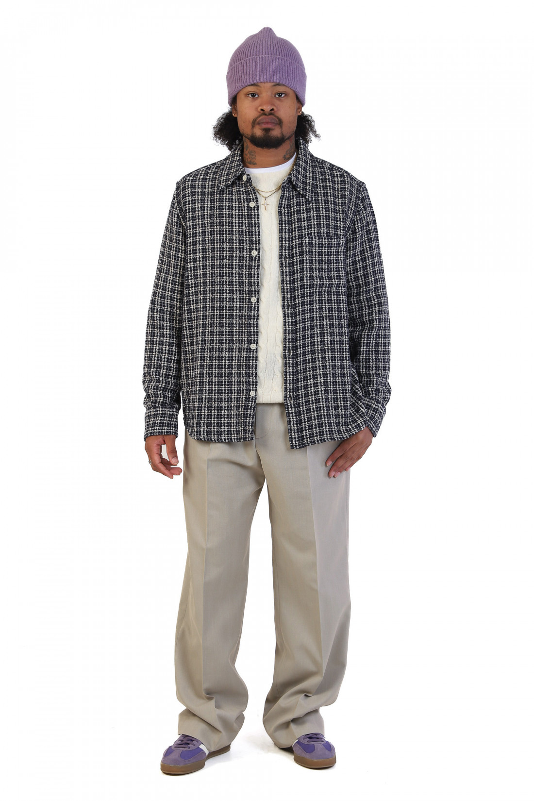 Reverse tweed snow check Blue