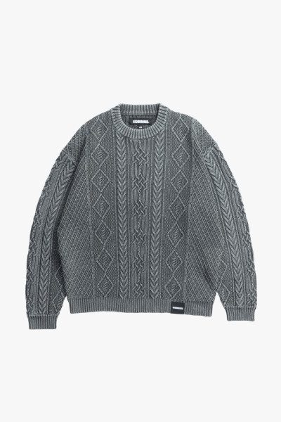 Neighborhood Washed crewneck cable sweater Black - GRADUATE STORE