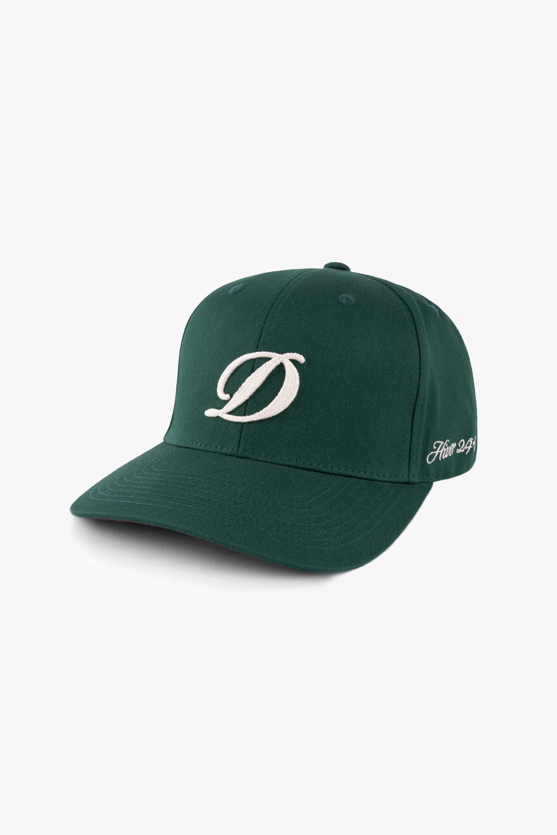 Cursive d full fit cap Forest green