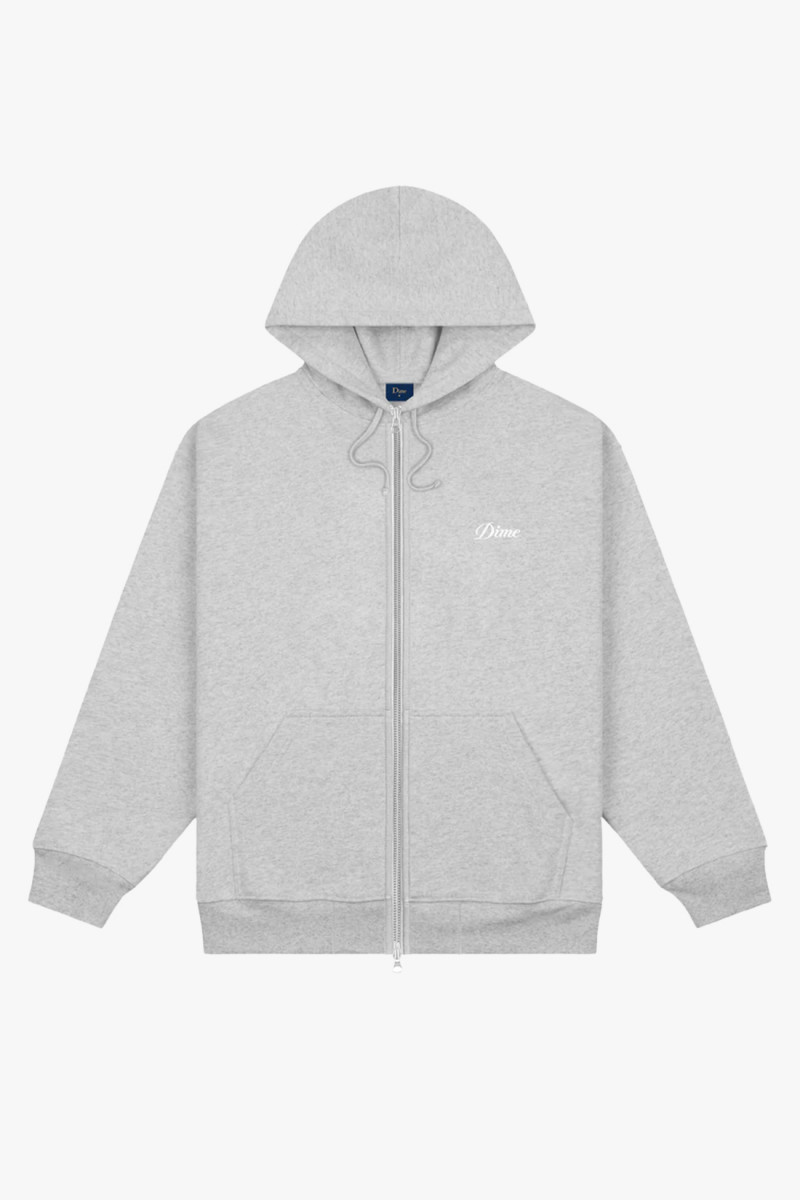 Cursive small logo zip-hoodie Heather gray