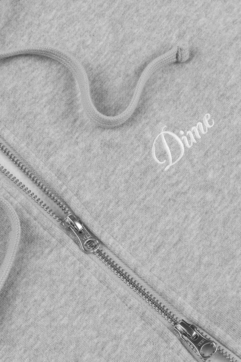 Cursive small logo zip-hoodie Heather gray