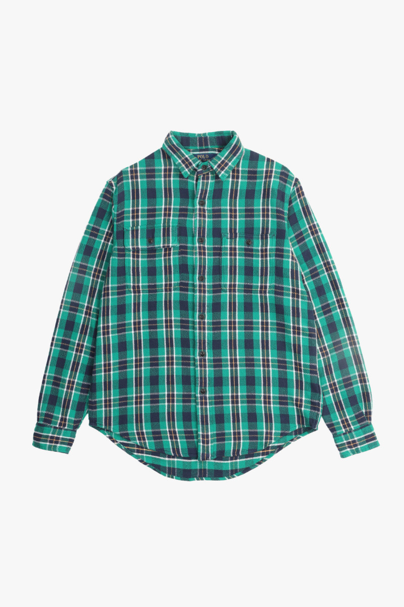 Classic fit flannel workshirt Green multi