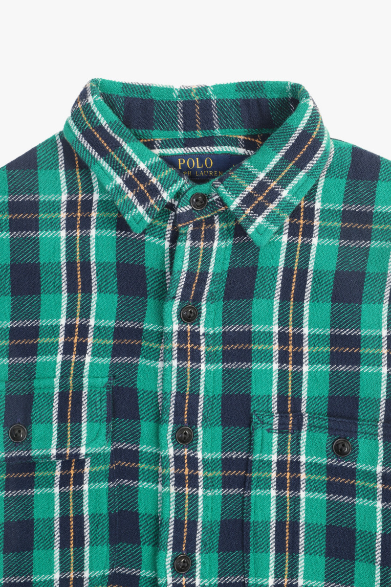 Classic fit flannel workshirt Green multi