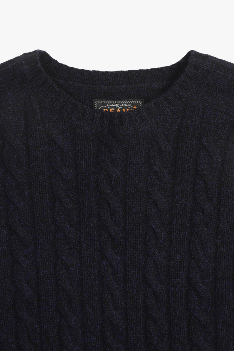 Cable crewneck wool Navy