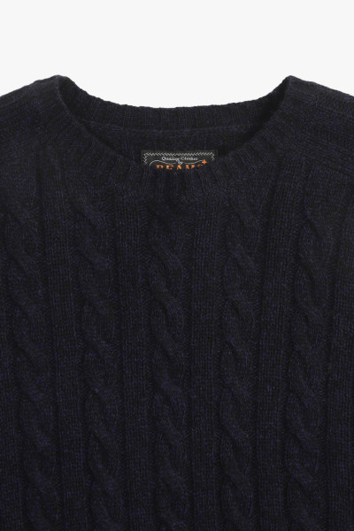 Beams plus Cable crewneck wool Navy - GRADUATE STORE