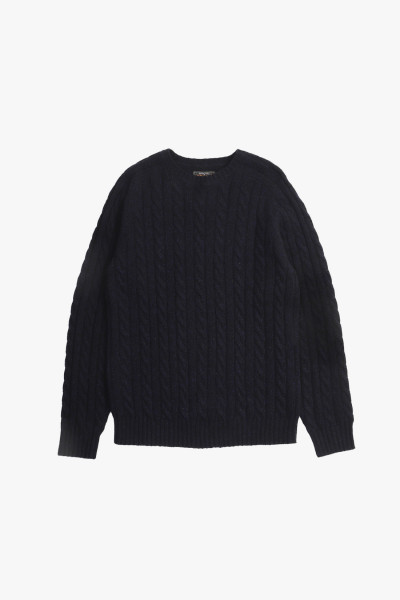 Beams plus Cable crewneck wool Navy - GRADUATE STORE