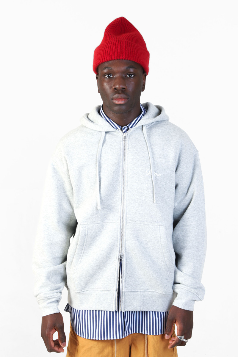 Cursive small logo zip-hoodie Heather gray