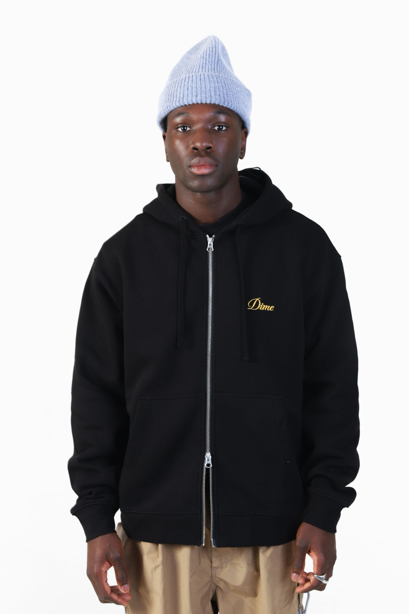 Cursive small logo zip-hoodie Black