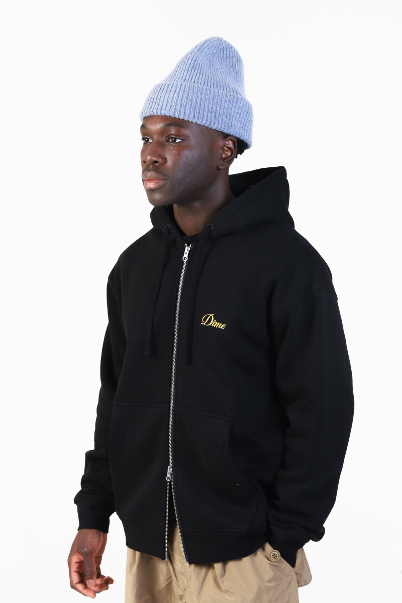 Cursive small logo zip-hoodie Black