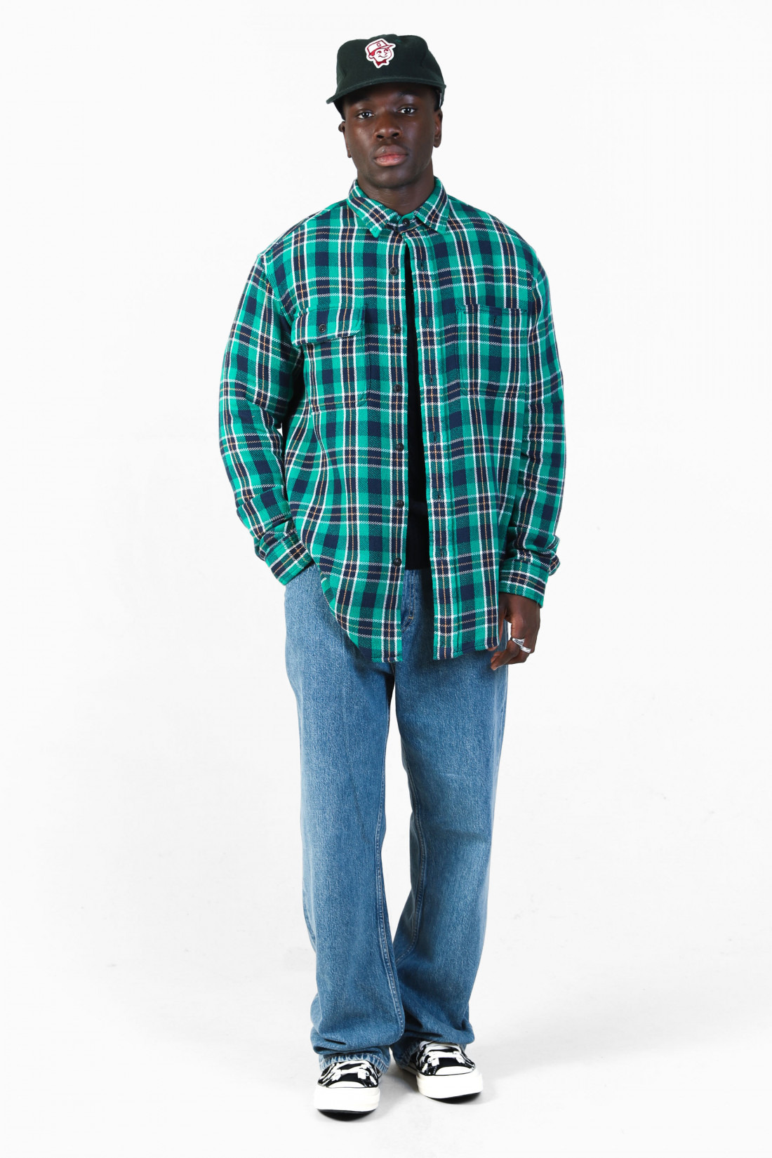 Classic fit flannel workshirt Green multi