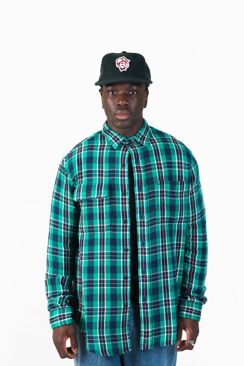 Classic fit flannel workshirt Green multi