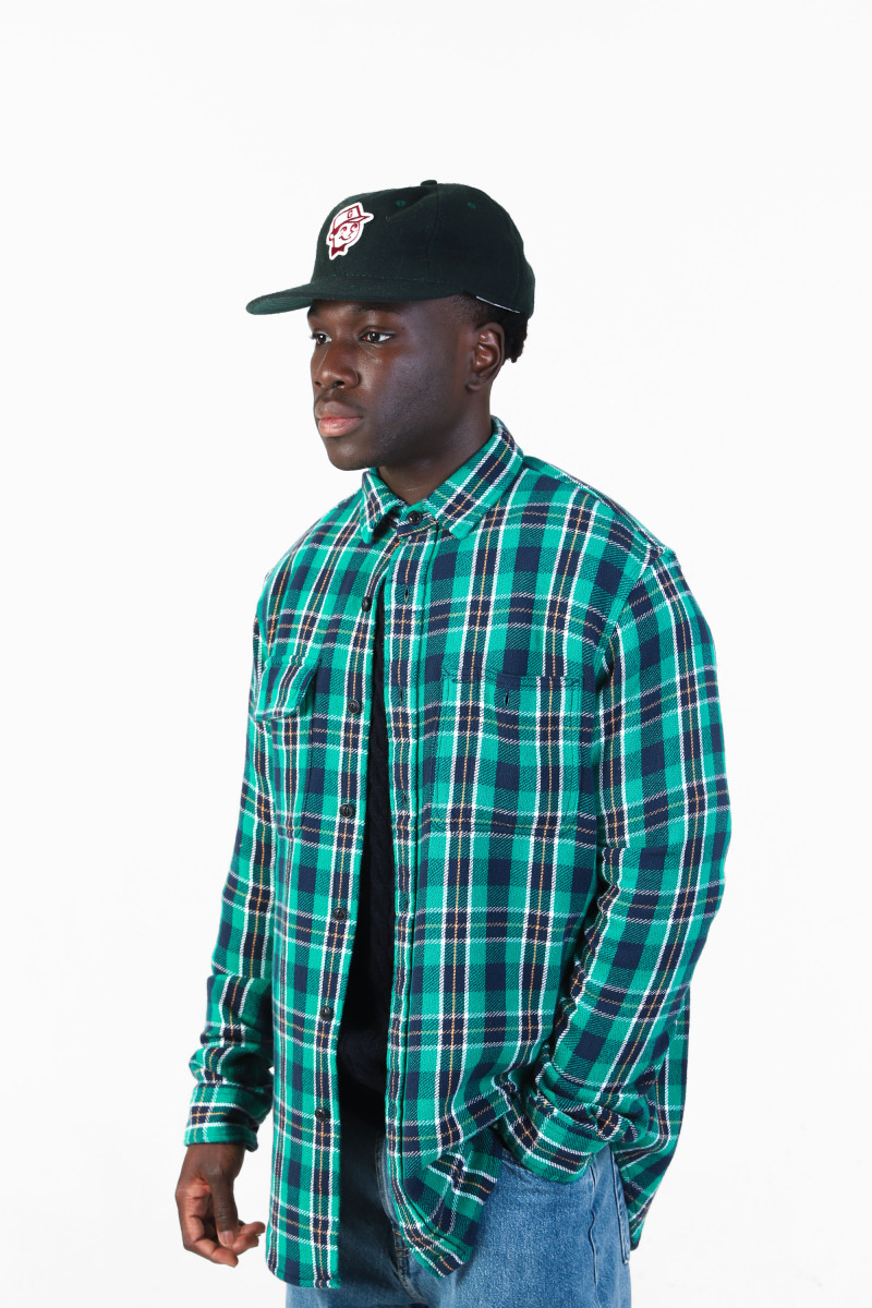 Classic fit flannel workshirt Green multi