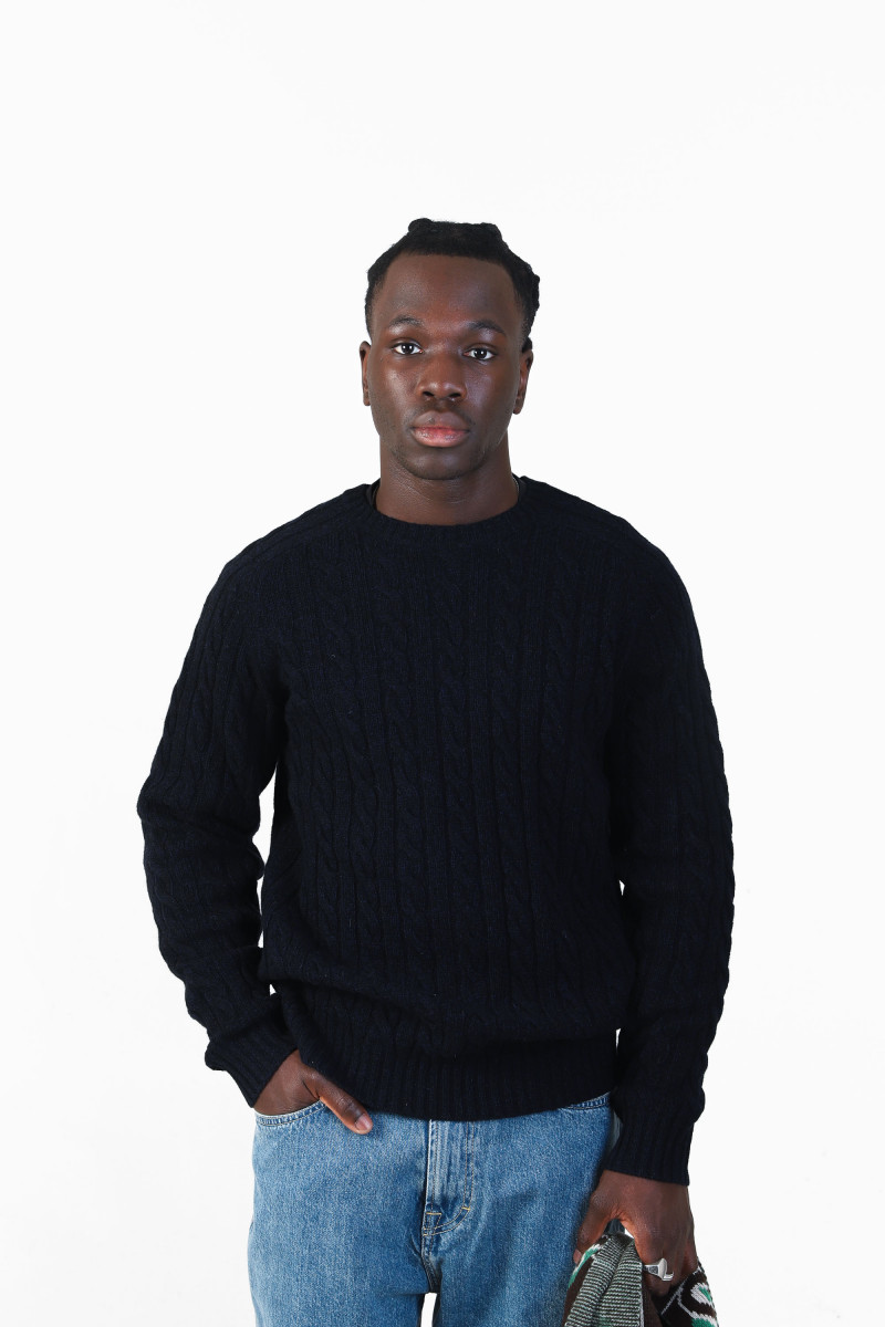 Cable crewneck wool Navy