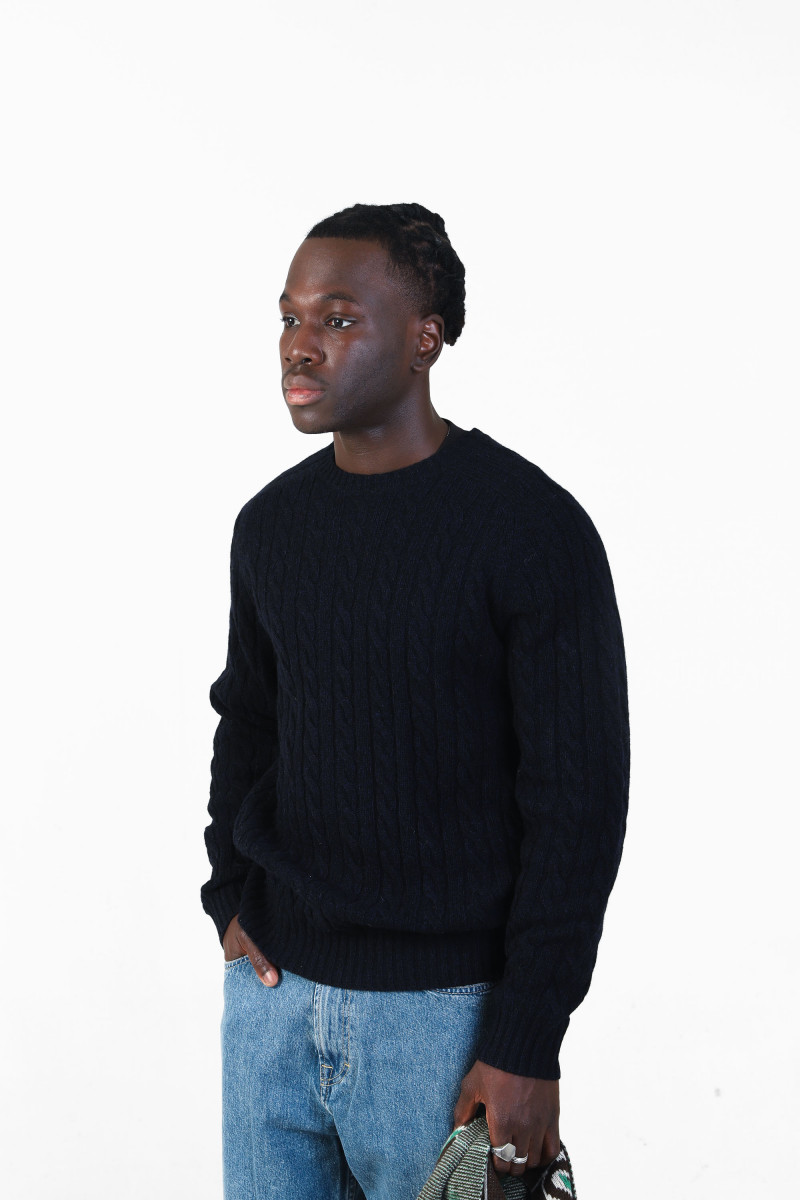 Cable crewneck wool Navy