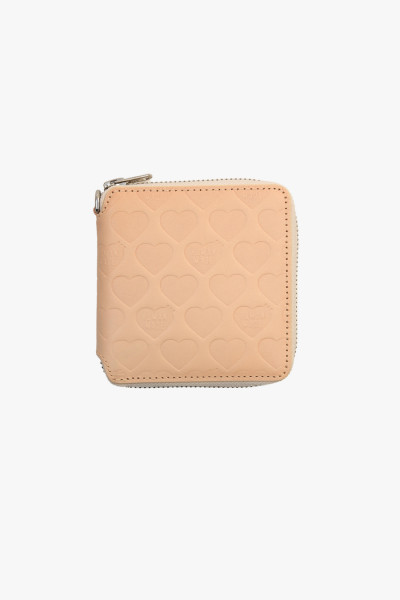 Leather zip wallet Beige