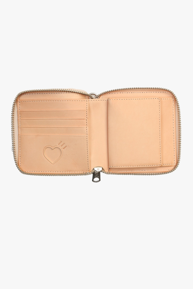 Leather zip wallet Beige