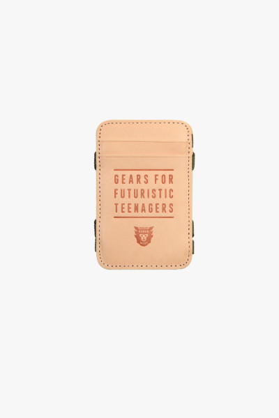 Leather card case Beige