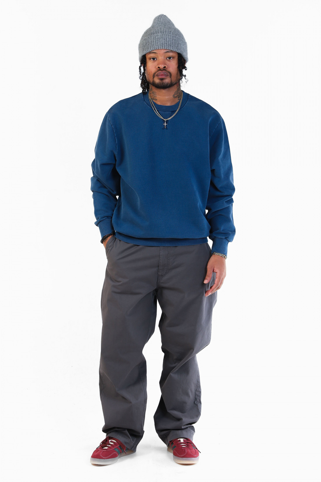 Sweat label h garment dye Marine