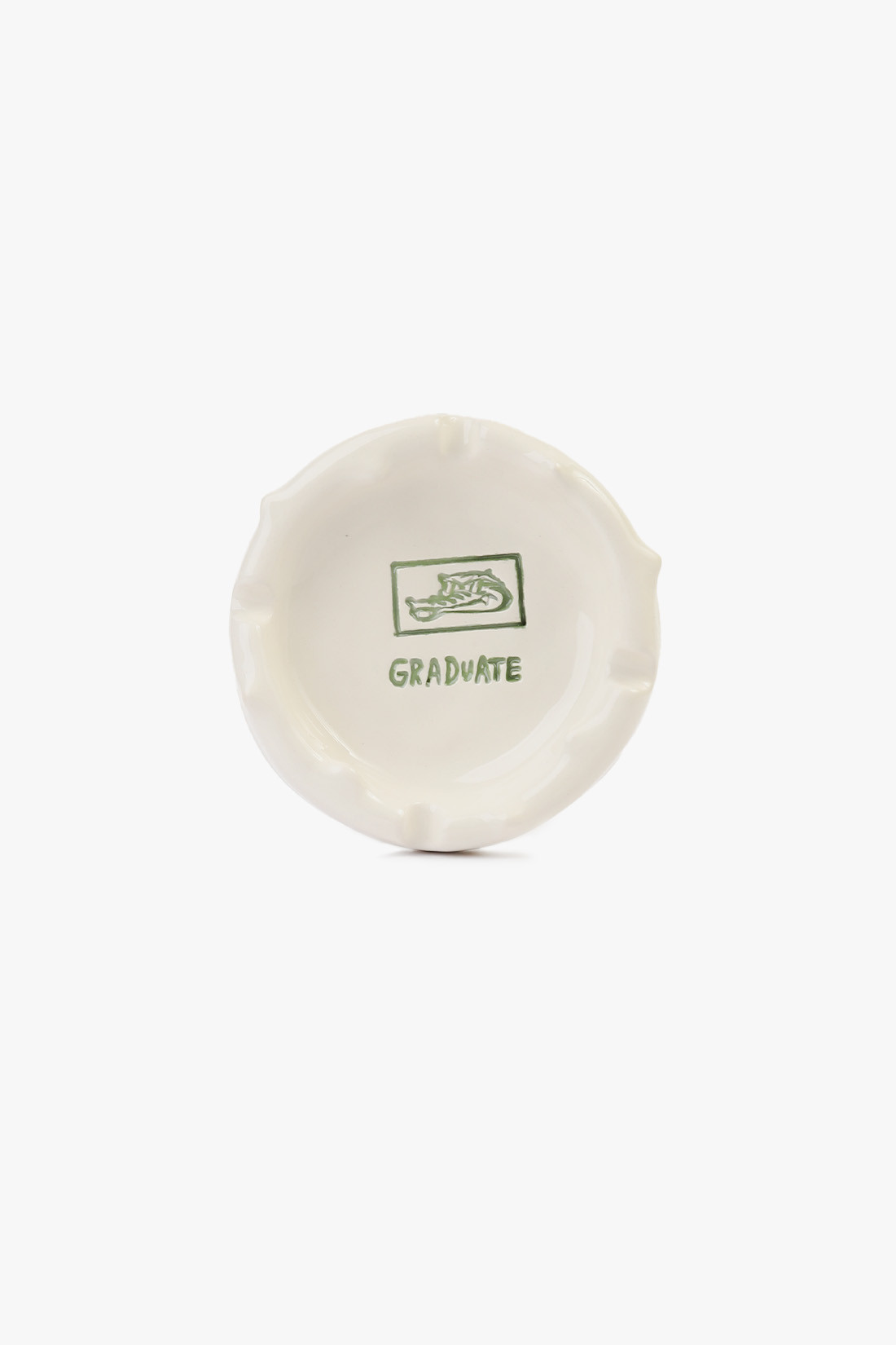 Rond crocodile teeth ashtray White/green