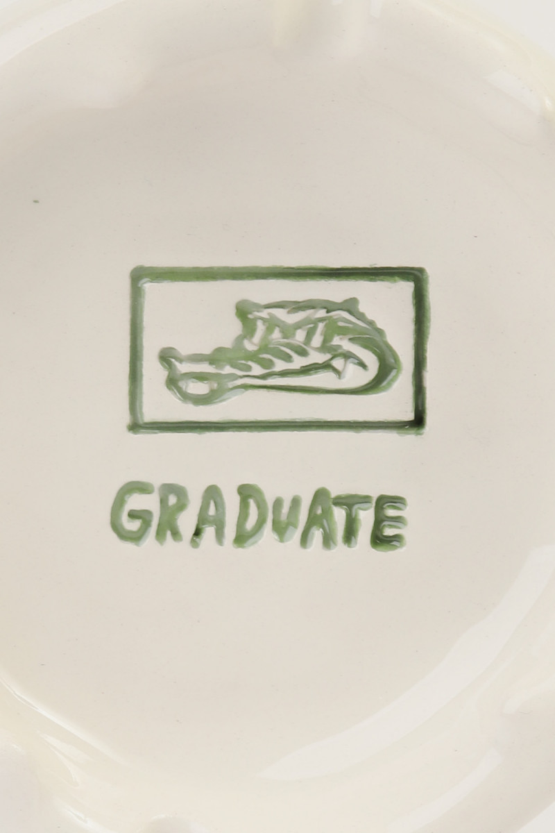 Rond crocodile teeth ashtray White/green