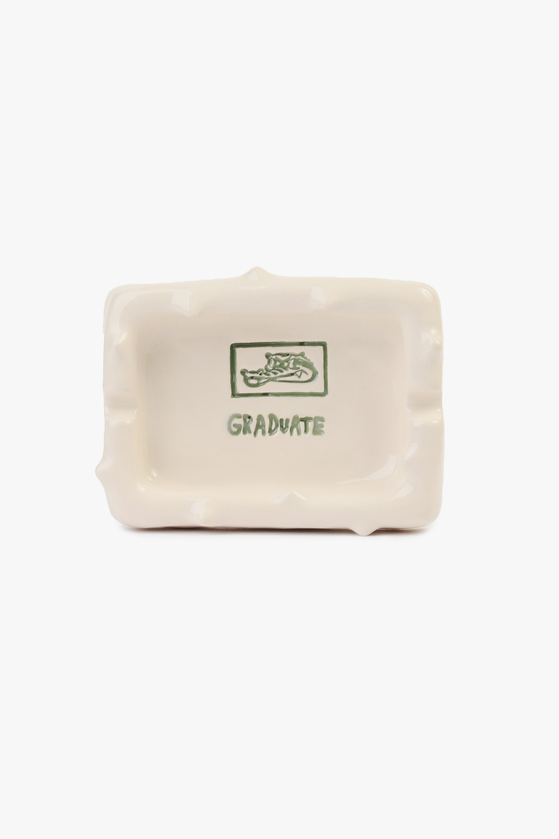 Square crocodile teeth ashtray White/green