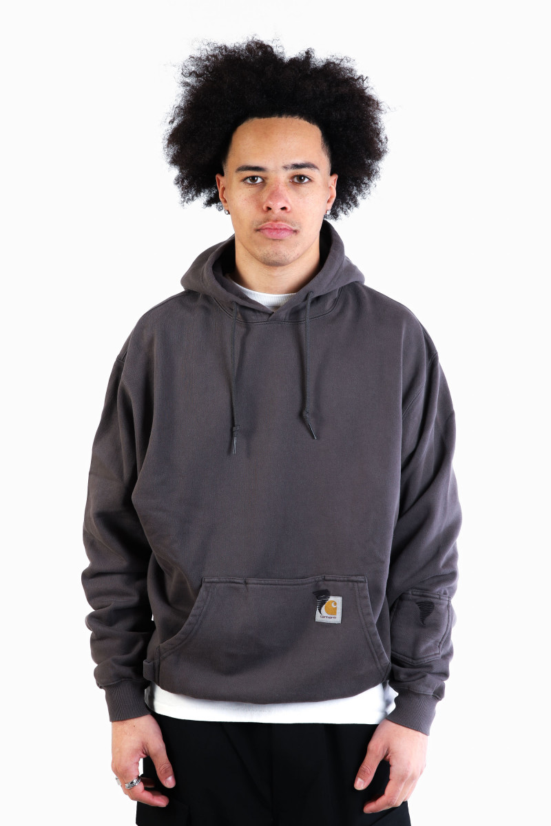 Hooded pigment dyed sweat Soot