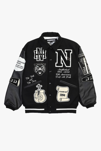 Neighborhood Stadium jacket wool Black - GRADUATE STORE