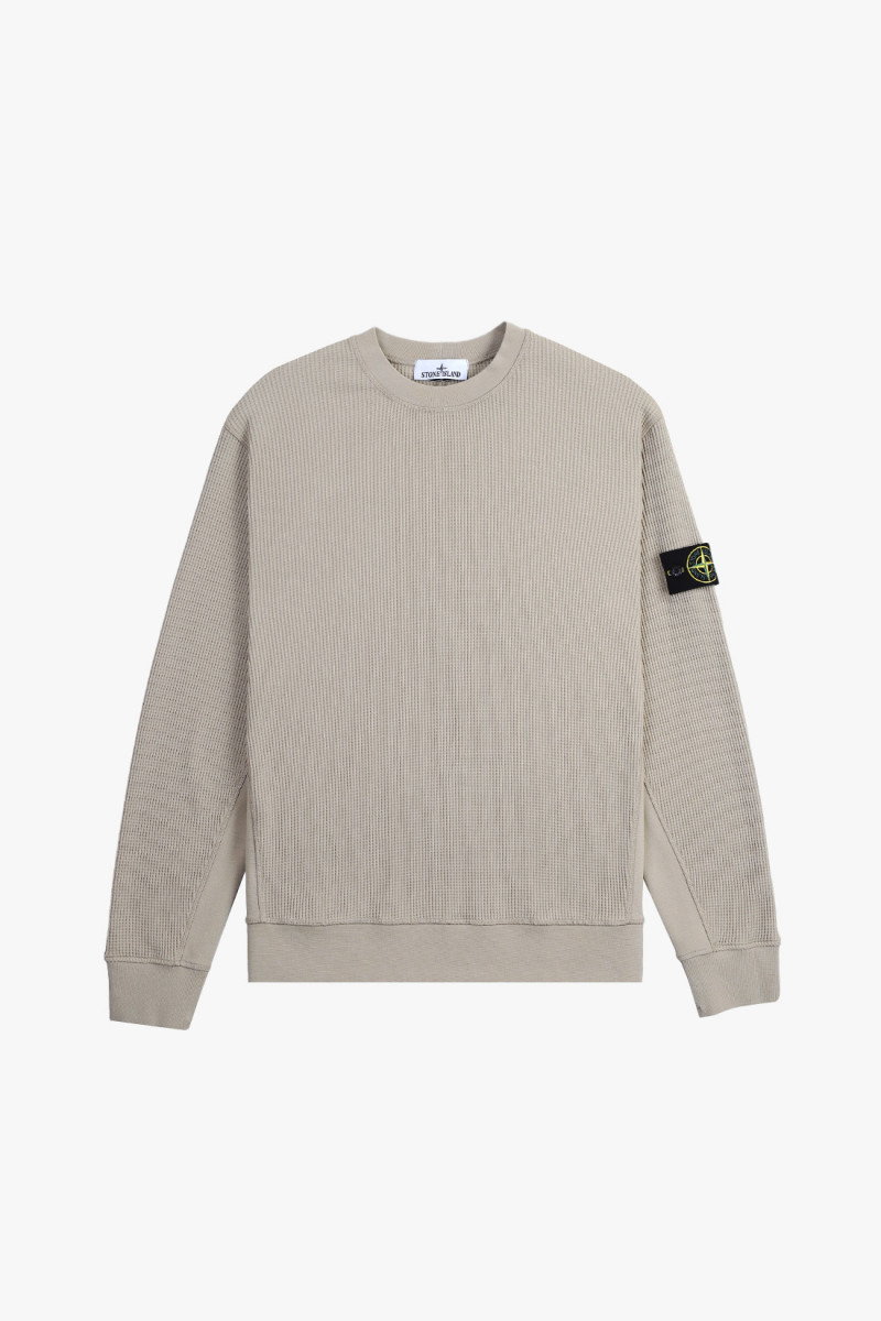 6100008 waffle crewneck v009a Beige