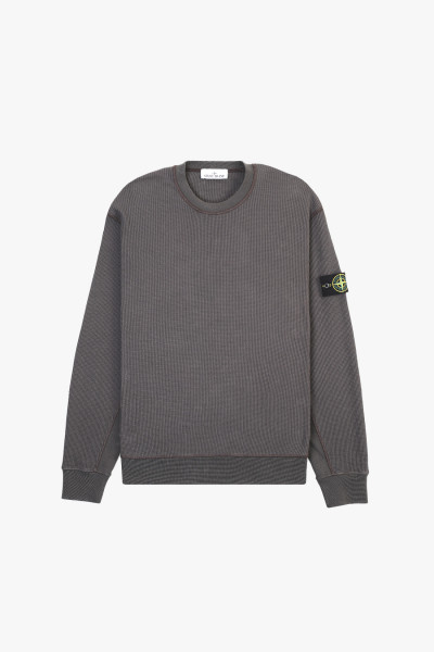 Stone island 6100008 waffle crewneck v0065 Carbone - GRADUATE STORE