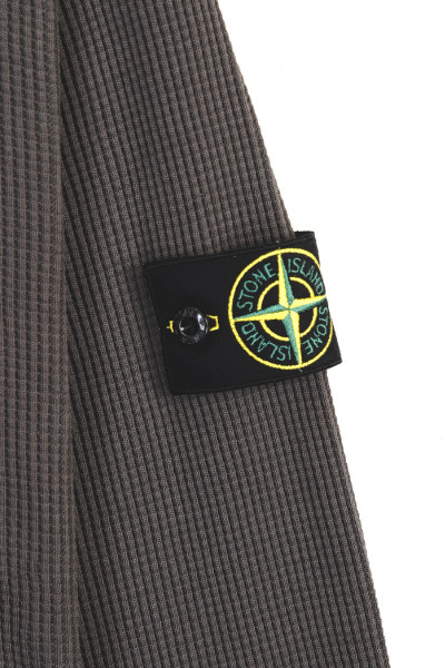 Stone island 6100008 waffle crewneck v0065 Carbone - GRADUATE STORE