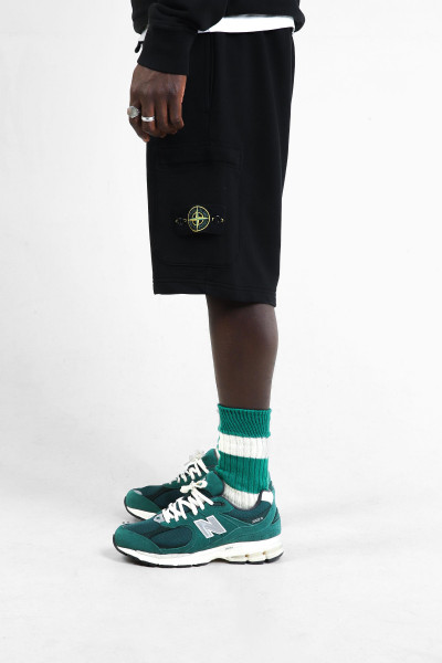 Stone island 00012 fleece short v0029 Nero - GRADUATE STORE