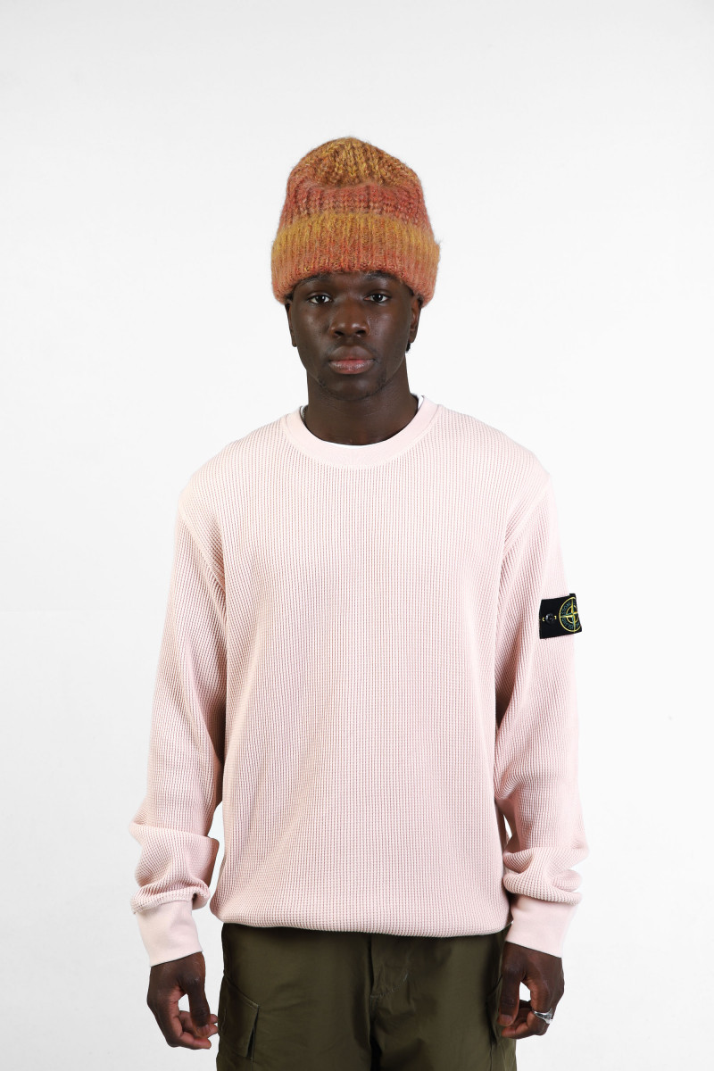 6100008 waffle crewneck v0082 Rosa antico