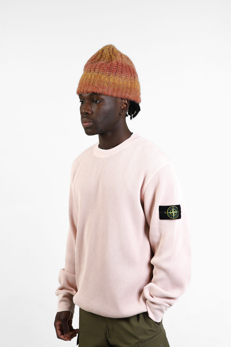 6100008 waffle crewneck v0082 Rosa antico