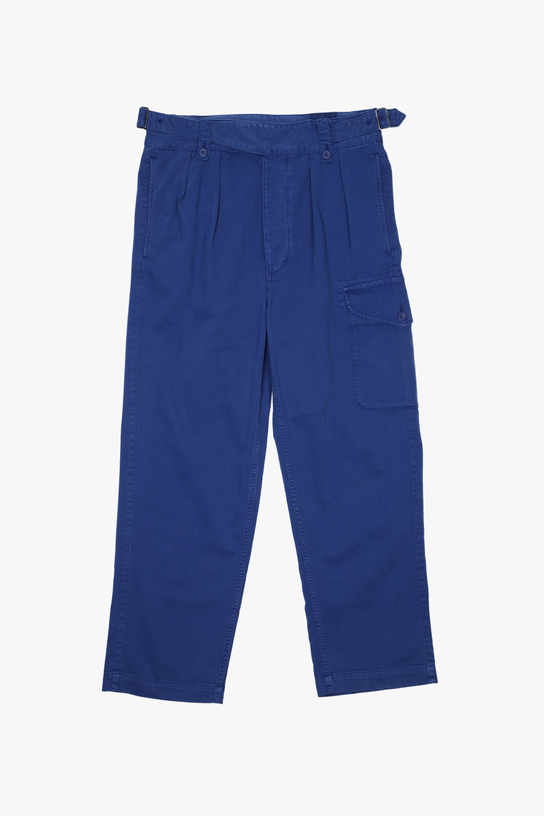 Pleated twill cargo pant Blue