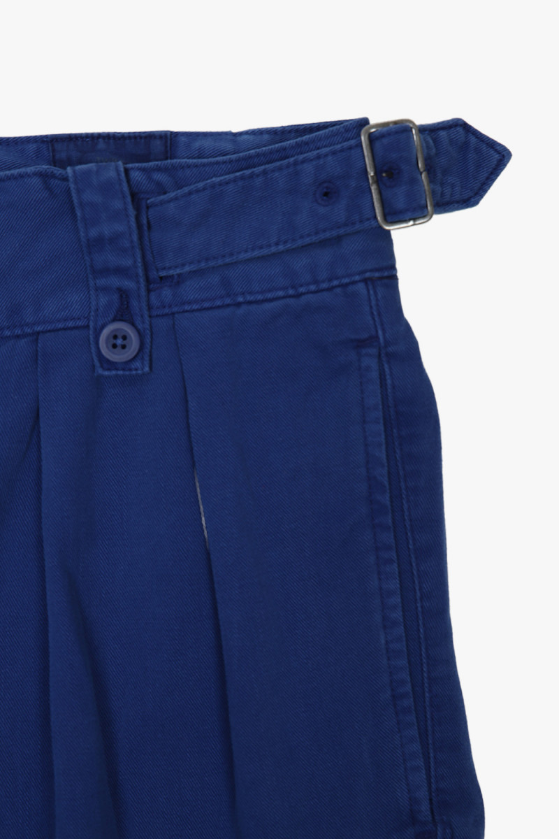 Pleated twill cargo pant Blue